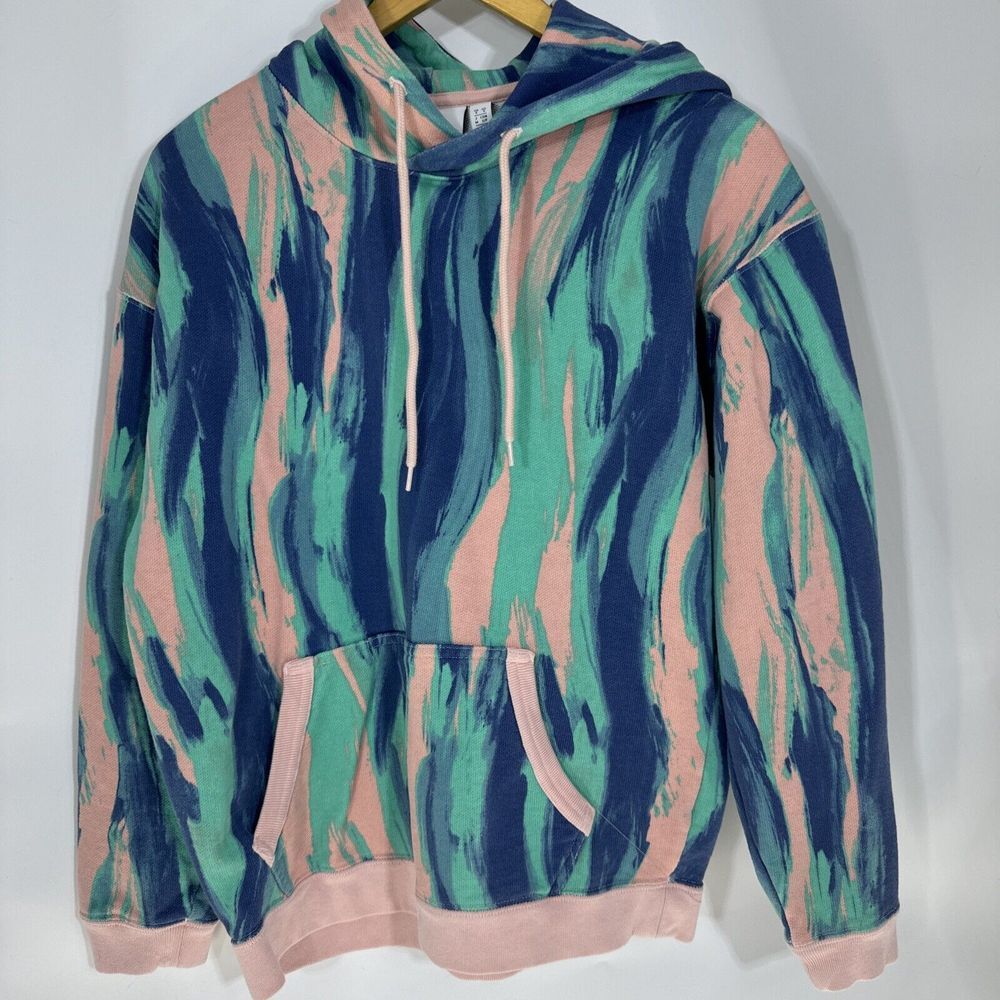 Adidas Originals Ryv Hoodie Abstract Print Pink Teal Navy Blue Small GD3071